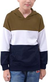 img 4 attached to 👕 NAVINS Boys Contrast Colorblock Patchwork Hooded Sweatshirt: Stylish Pullover Tops for 4-14T Kids