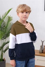 img 2 attached to 👕 NAVINS Boys Contrast Colorblock Patchwork Hooded Sweatshirt: Stylish Pullover Tops for 4-14T Kids