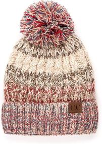 img 3 attached to 🧢 C.C Exclusives Winter Pom Beanie Hat for Women - Seed Stitched Confetti Design (HAT-1816)(HAT-2214)