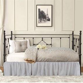 img 3 attached to 🛏️ Rajlinen Daybed Bed Skirt - Split Corners, Ruffled Platform - Microfiber Sofa Daybed Skirt - Twin - 14” Drop (Light Grey)