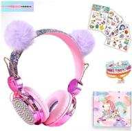 🐱 cute cat ear children headset with mic - girls pink unicorn wired headphones for boys, teens, tablet, laptop pc - ideal for school, birthday, xmas gifts, and gaming logo