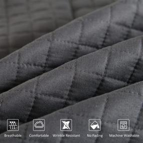 img 1 attached to 🛏️ JML 3 Piece Reversible King Size Quilt Set - Soft Lightweight Bedspread with Pillow Shams, 320GSM Microfiber Coverlet (92x104 inches, Charcoal Gray/Lime Green) - No Fading, Shrink Resistant