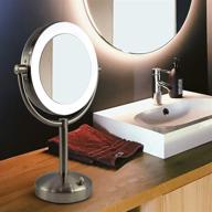 brookstone tabletop led light makeup mirror 💡 with ac adaptor - 10x/1x magnification and chrome finish logo