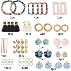 img 3 attached to 🌸 SunnyClue DIY Fabric Cloth Ball Flower Earrings Kit - Create 6 Pairs | Handmade Cloth Pendants, Resin Charms, Tassels, Stud Earring Findings and Instruction Included