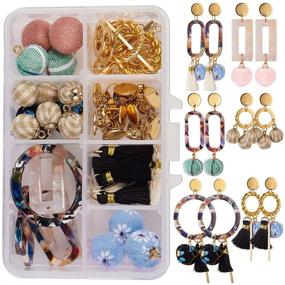 img 4 attached to 🌸 SunnyClue DIY Fabric Cloth Ball Flower Earrings Kit - Create 6 Pairs | Handmade Cloth Pendants, Resin Charms, Tassels, Stud Earring Findings and Instruction Included