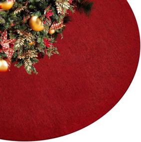 img 4 attached to 🎄 Eilaysyum Christmas Tree Skirt - 48 inches Rustic Burlap Red Tree Skirt for Holiday Decorations