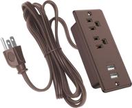 etl listed conference recessed power strip with usb ports | brown desk outlet plug - 6.56ft cord, 125v 12a 60hz 1500w logo