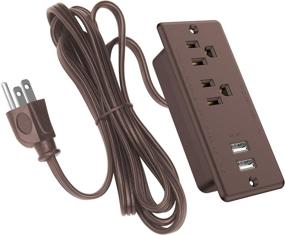 img 4 attached to ETL Listed Conference Recessed Power Strip with USB Ports | Brown Desk Outlet Plug - 6.56FT Cord, 125V 12A 60HZ 1500W