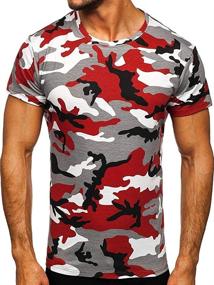img 3 attached to Camouflage Sleeve Shirts Crewneck Military Men's Clothing and T-Shirts & Tanks