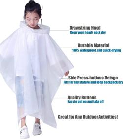 img 1 attached to XZRICH Ponchos Reusable Raincoat Girls