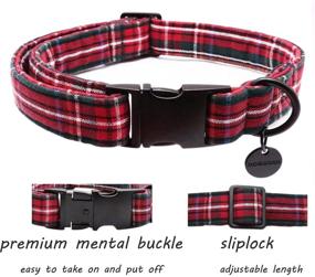 img 3 attached to Red Plaid Cotton Dog Collar with Bowtie, Christmas-themed | Adjustable & Comfortable for Small, Medium, and Large Dogs - DOGWONG