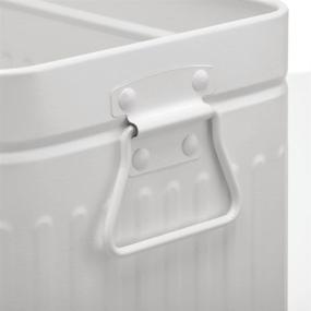 img 2 attached to 🗑️ mDesign Small Trash Can Wastebasket - Decorative Vintage Farmhouse Rectangle Metal Garbage Bin with Handles for Bathrooms, Powder Rooms, Kitchens, Home Offices - White Steel