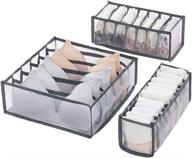 📦 pack of 3 foldable gray underwear organizer bins for drawer - bra, socks, ties & more - efficient underwear storage compartment box логотип