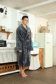 img 1 attached to U2SKIIN Fleece Plush Collar Bathrobe