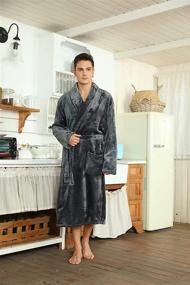 img 3 attached to U2SKIIN Fleece Plush Collar Bathrobe