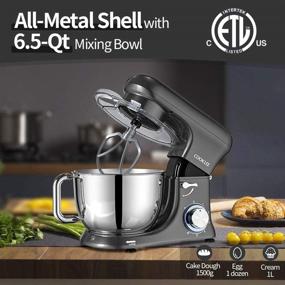 img 2 attached to COOKLEE All-Metal Series 6.5 Qt. Stand Mixer in Pearl Grey – Kitchen Electric Mixer with Dishwasher-Safe Dough Hooks, Flat Beaters, Whisk & Pouring Shield Attachments for Home Cooks, SM-1515