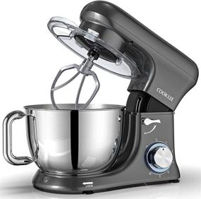 img 4 attached to COOKLEE All-Metal Series 6.5 Qt. Stand Mixer in Pearl Grey – Kitchen Electric Mixer with Dishwasher-Safe Dough Hooks, Flat Beaters, Whisk & Pouring Shield Attachments for Home Cooks, SM-1515