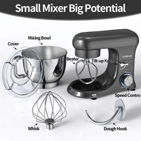 img 1 attached to COOKLEE All-Metal Series 6.5 Qt. Stand Mixer in Pearl Grey – Kitchen Electric Mixer with Dishwasher-Safe Dough Hooks, Flat Beaters, Whisk & Pouring Shield Attachments for Home Cooks, SM-1515