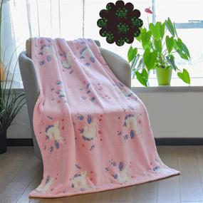 img 4 attached to Glow in The Dark Unicorn Throw Blanket - Cozy Soft Flannel Fleece Blanket for Girls, Warm Plush Blankets for Couch Bed, Living Room Decor - Ideal Gift for Kids & Teens - 50 x 60 Inches, Pink