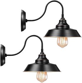 img 2 attached to 🏡 2 Pack of Elibbren Vintage Farmhouse Gooseneck Wall Sconces - Industrial Bathroom Vanity Barn Wall Light Fixtures for Bedroom Nightstand, Bathroom Vanity, Barn, Warehouse