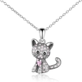 img 4 attached to 🐱 LUHE S925 Sterling Silver Cat Pendant Necklaces for Women, Girls, and Cat Lovers - Perfect Jewelry Gifts for Daughters and Teens