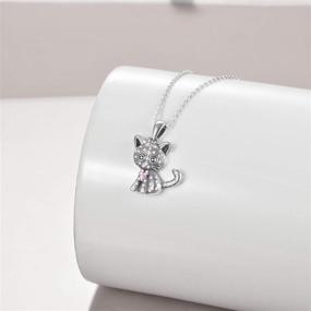 img 3 attached to 🐱 LUHE S925 Sterling Silver Cat Pendant Necklaces for Women, Girls, and Cat Lovers - Perfect Jewelry Gifts for Daughters and Teens