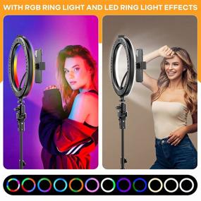 img 1 attached to 🌟 MACTREM 10 inch RGB Ring Light Kit with Tripod and Desktop Stand - Ideal for Selfie, Makeup, Live Streaming, Facebook, YouTube, TIK Tok, Videos, Video Conferences, and More