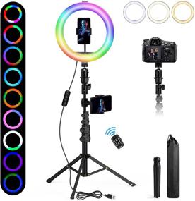 img 4 attached to 🌟 MACTREM 10 inch RGB Ring Light Kit with Tripod and Desktop Stand - Ideal for Selfie, Makeup, Live Streaming, Facebook, YouTube, TIK Tok, Videos, Video Conferences, and More