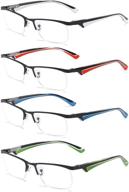 👓 vevesmundo metal reading glasses for men: classic half frame design with spring hinges for comfortable and stylish eyewear logo