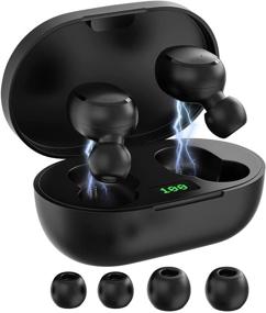 img 4 attached to 🎧 Optimized True Wireless Earbuds - Bluetooth Headphones with Microphone & Mechanical Button Control, LED Power Display, Noise Cancelling, IPX4 Waterproof, Ultra-Light & Ergonomic Design
