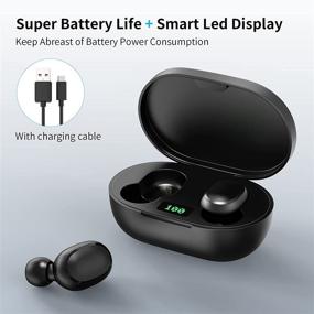 img 3 attached to 🎧 Optimized True Wireless Earbuds - Bluetooth Headphones with Microphone & Mechanical Button Control, LED Power Display, Noise Cancelling, IPX4 Waterproof, Ultra-Light & Ergonomic Design
