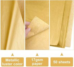 img 1 attached to 🎁 MIAHART 50 Sheets Bulk Gold Metallic Tissue Paper - 20X14 Inch Gift Wrap - Perfect for Wedding, Birthday Party Favor Decor, DIY Fringes, Shredded Fill, and Confetti