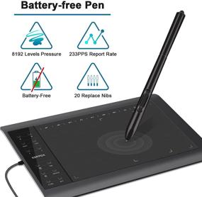 img 2 attached to 🎨 XOPPOX Graphics Drawing Tablet 10x6 Inch: Advanced 8192-Level Battery-Free Pen, 12 Hot Keys – Ideal for Painting, Design & Online Teaching on PC/Mac/Android OS