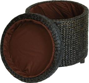 img 2 attached to 🪑 Black Rush Grass Storage Footstool by Oriental Furniture