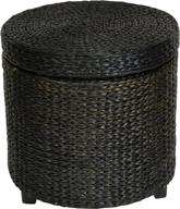 🪑 black rush grass storage footstool by oriental furniture logo