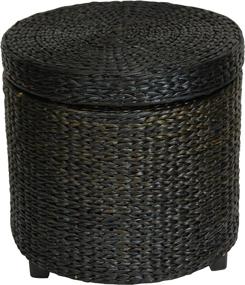 img 4 attached to 🪑 Black Rush Grass Storage Footstool by Oriental Furniture