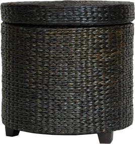 img 3 attached to 🪑 Black Rush Grass Storage Footstool by Oriental Furniture