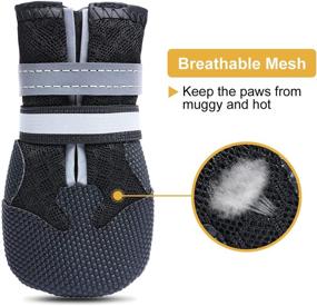 img 3 attached to 🐾 Dimicoo Breathable Mesh Dog Boots with Nonslip Soft Rubber Soles - Ideal Dog Shoes for Everyday Use (Pack of 4)