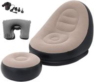 🛋️ karlome inflatable lazy sofa - gray, indoor & outdoor lounge chair - includes flocking foot cushion, inflatable pillow, and electric air pump - perfect for room, patio, courtyard logo