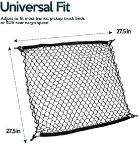 img 1 attached to Сетка для груза Zone Tech для кузова пикапа - универсальная посадка, регулируемая брезентовая сетка-органайзер для автомобиля, вэна, внедорожника - черная, растяжимая сетка с 4 крючками