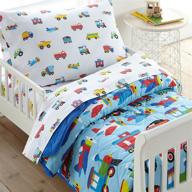 🚂 wildkin 4 piece cotton toddler bed-in-a-bag set: comforter, sheets, pillowcase - trains, planes & trucks design logo