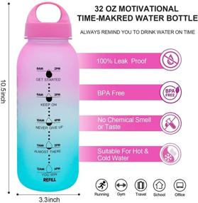 img 3 attached to 💧 MYSHAKER 32oz Water Bottle: Leak Proof & Reusable with Motivational Time Marker Reminder for Outdoor Sports Fitness Gym Hiking - 1L Tritan Dinking Bottle (Pink/Blue Gradient)