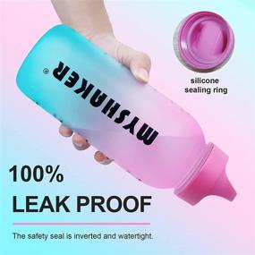 img 1 attached to 💧 MYSHAKER 32oz Water Bottle: Leak Proof & Reusable with Motivational Time Marker Reminder for Outdoor Sports Fitness Gym Hiking - 1L Tritan Dinking Bottle (Pink/Blue Gradient)