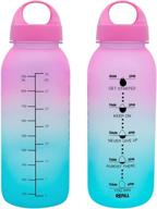 💧 myshaker 32oz water bottle: leak proof & reusable with motivational time marker reminder for outdoor sports fitness gym hiking - 1l tritan dinking bottle (pink/blue gradient) логотип