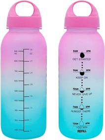 img 4 attached to 💧 MYSHAKER 32oz Water Bottle: Leak Proof & Reusable with Motivational Time Marker Reminder for Outdoor Sports Fitness Gym Hiking - 1L Tritan Dinking Bottle (Pink/Blue Gradient)