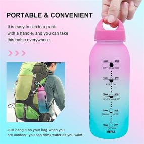 img 2 attached to 💧 MYSHAKER 32oz Water Bottle: Leak Proof & Reusable with Motivational Time Marker Reminder for Outdoor Sports Fitness Gym Hiking - 1L Tritan Dinking Bottle (Pink/Blue Gradient)