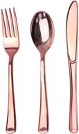 🍽️ jl prime 75 rose gold plastic silverware set - elegant disposable cutlery for parties & weddings: 25 forks, 25 spoons, 25 knives logo