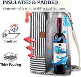 img 1 attached to 🍷 Tirrinia Insulated Wine Tote Bag - 2 Bottle Wine Cooler Carrier for BYOB Restaurants, Wine Tasting, Travel, Park, Beach - Perfect Gift for Wine Lovers, Blue Stripe Design