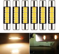 💡 enhanced brightness 29mm festoon 6614f led bulb, led fuse bulb for car sun visor vanity mirror lights, 4014 9smd warm white dc-12v (pack of 6) logo