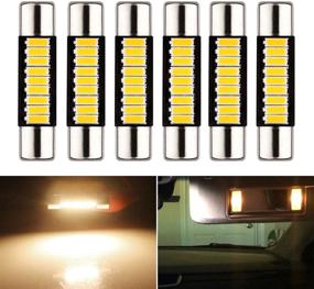 img 4 attached to 💡 Enhanced Brightness 29MM Festoon 6614F LED Bulb, LED Fuse Bulb for Car Sun Visor Vanity Mirror Lights, 4014 9SMD Warm White DC-12V (Pack of 6)